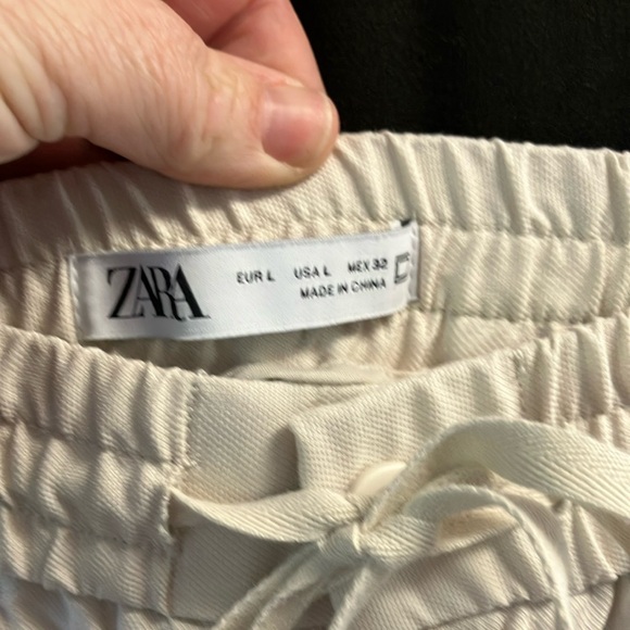 Zara wms L CREAM Casual Pants SZ L - Picture 2 of 11